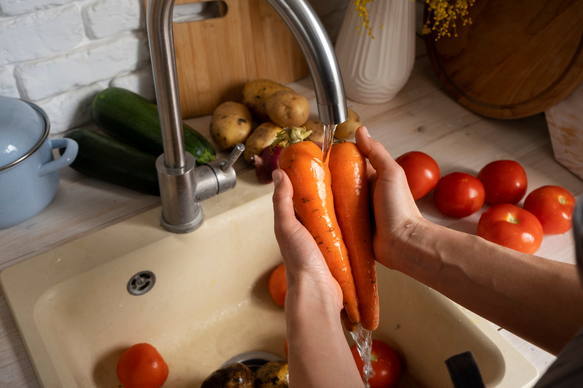 person-washing-carrots-kitchen